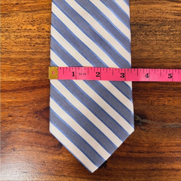 NWT FACONNABLE Blue, White & Silver Striped Silk Tie - Picture 13 of 13
